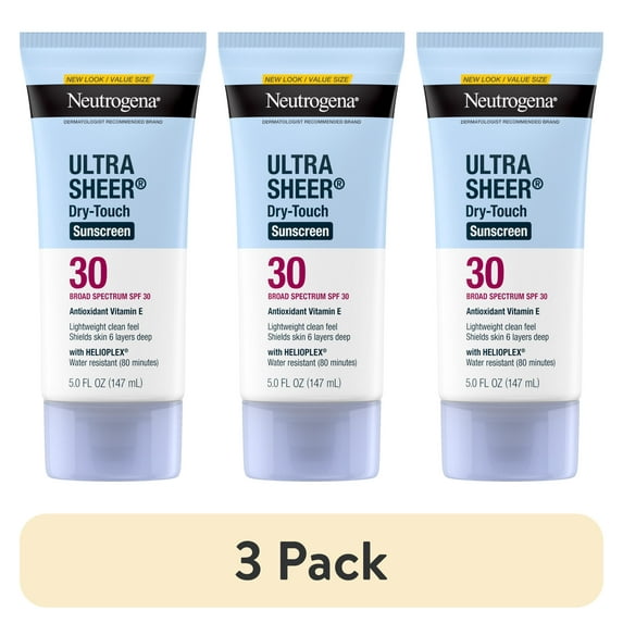 (3 pack) Neutrogena Ultra Sheer Dry-Touch SPF 30 Sunscreen Lotion, 5 fl. oz