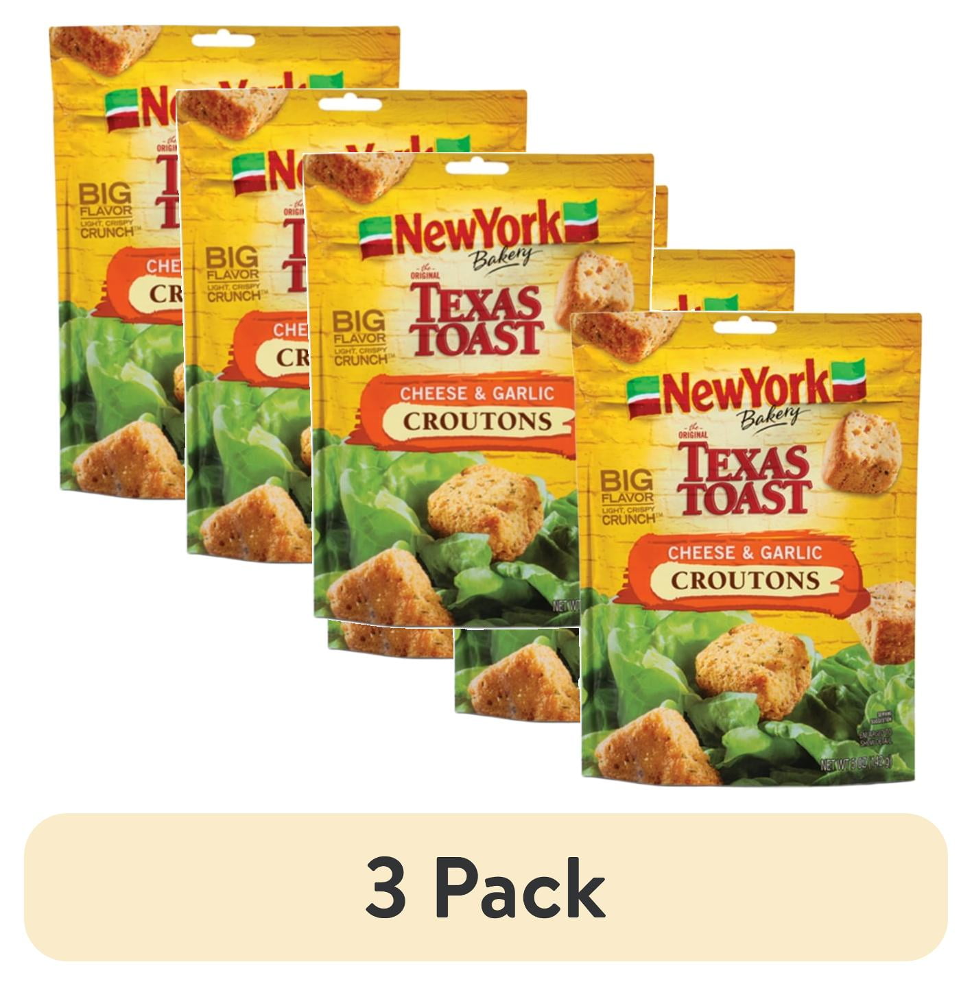 (3 pack) New York Bakery Texas Toast Cheese and Garlic Croutons, 5 oz. Bag (2 pack)