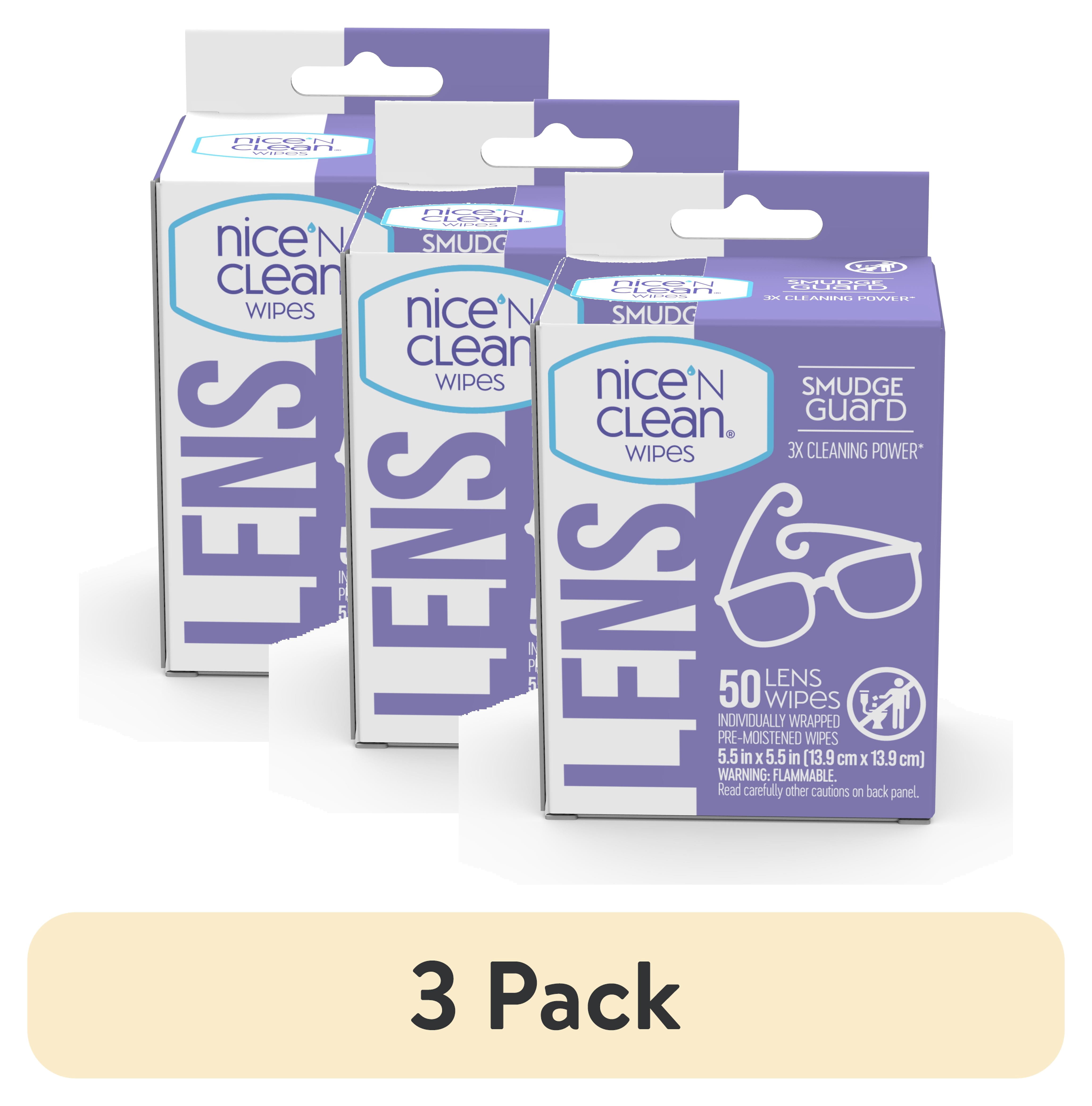 (3 pack) Nice N CLEAN Smudgeguard Eyeglass Cleaner, Pre-Moistened Lens Wipes 50 Count