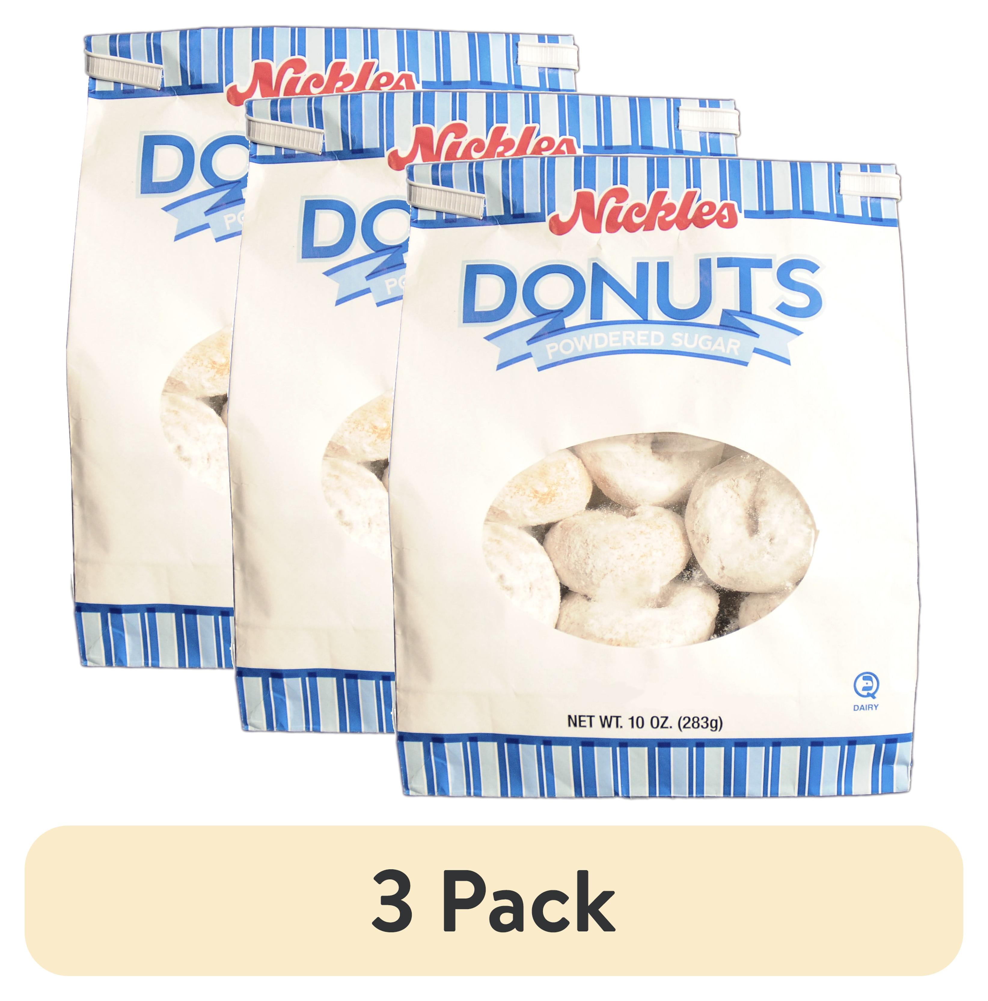 (3 pack) Nickles Bakery Mini Powdered Sugar Bagged Donuts, 10-ounce.