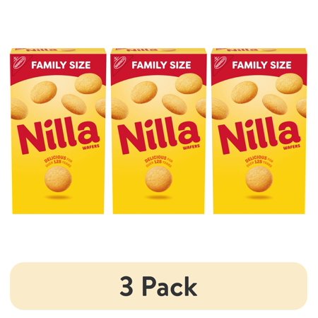 (3 pack) NILLA Wafers Cookies, Vanilla Wafers, Family Size, 15 oz