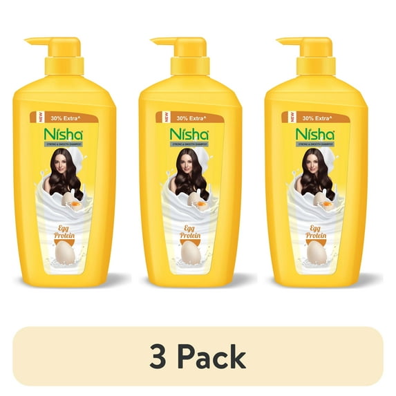 (3 pack) Nisha Egg Protein Shampoo For Strong & Smooth Hair 21.98 fl oz , For All Hair Types, Volumizing Shampoo for Smooth Healthy hair