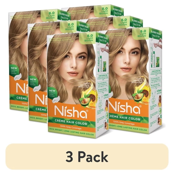 (3 pack) Nisha Creme Hair Color | Permanent Long Lasting Blonde Hair Dye Color Kit | Light Blonde | 5.07 Oz (Pack Of 2)