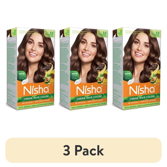 (3 pack) Nisha Creme Hair Color | Permanent Long Lasting Brown Hair Dye Color Kit | Chocolate Brown | 4.05 Oz (Pack Of 3)