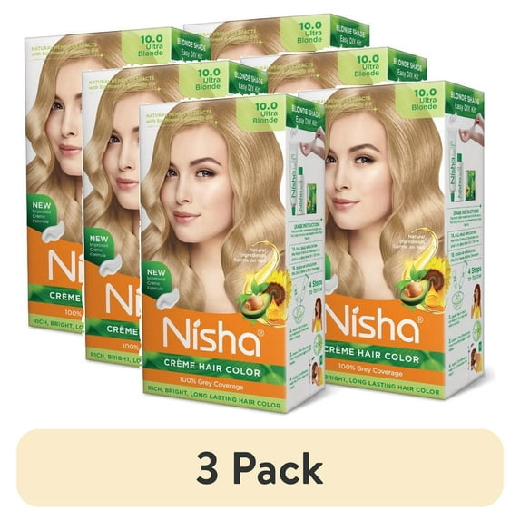 (3 pack) Nisha Creme Hair Color | Permanent Long Lasting Blonde Hair Dye Color Kit | Ultra Blonde | 5.07 Oz (Pack Of 2)