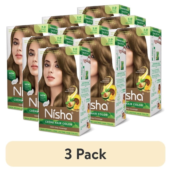(3 pack) Nisha Creme Hair Color | Permanent Long Lasting Blonde Hair Dye Color Kit | Dark Blonde | 5.07 Oz (Pack Of 3)