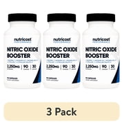 3 pack Nutricost Nitric Oxide Booster 2250mg 90 Capsules - Gluten Free, Non-GMO, 750mg Per Capsule, 30 Servings