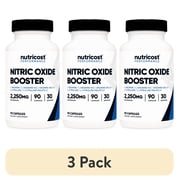(3 pack) Nutricost Nitric Oxide Booster (2250mg) 90 Capsules - Gluten Free, Non-GMO, 750mg Per Casule, 30 Servings