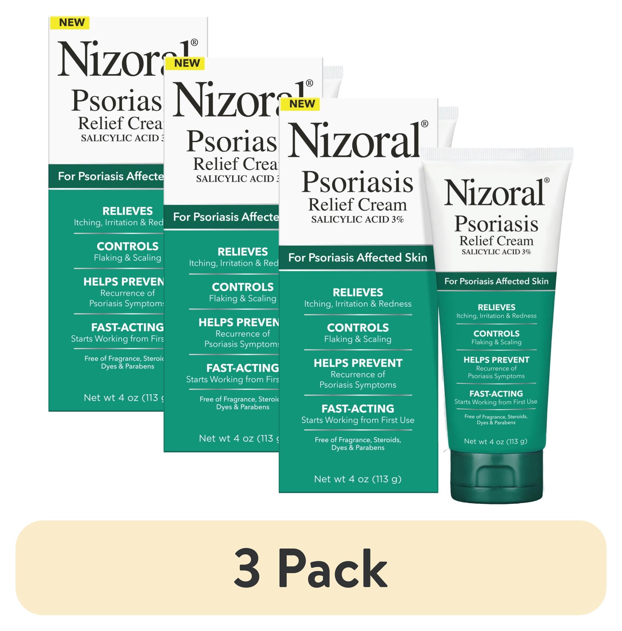 (3 pack) Nizoral Psoriasis Relief Cream Relieves Itch Redness & Controls Flaking & Scaling (Salicylic Acid 3%)