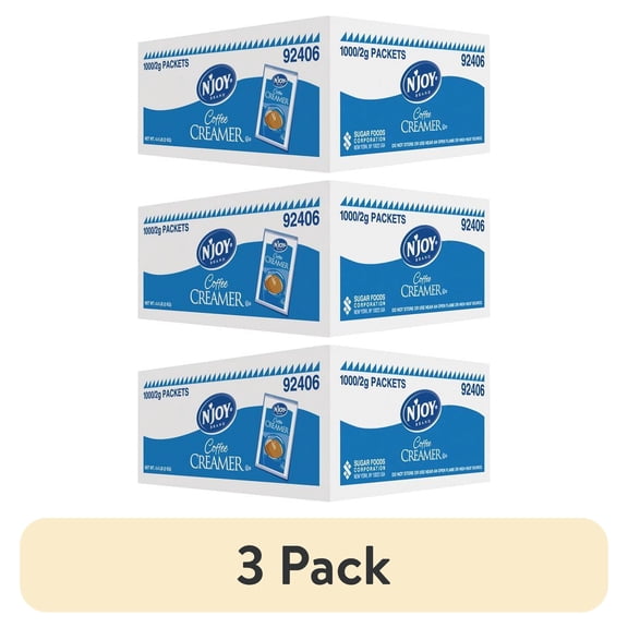 (3 pack) Njoy, SUG92406, N'Joy Nondairy Creamer Packets, 1000 / Box