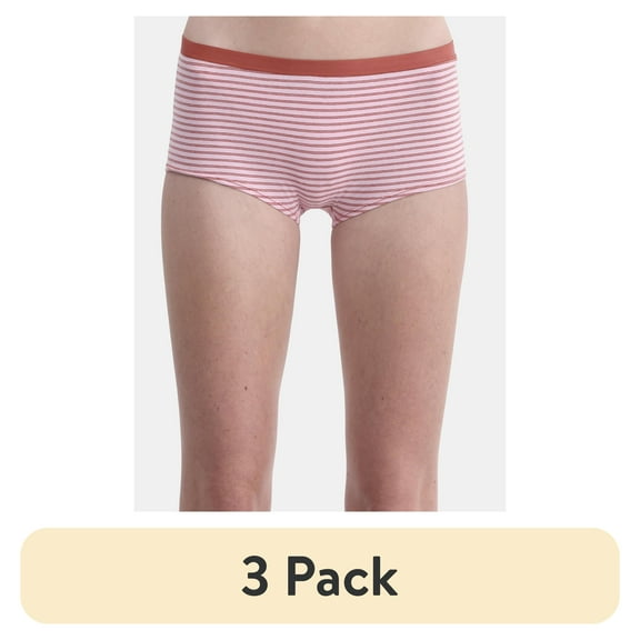 (3 pack) No Boundaries Cotton Boyshort Panty, Women’s and Women’s Plus, Sizes S-XXXL