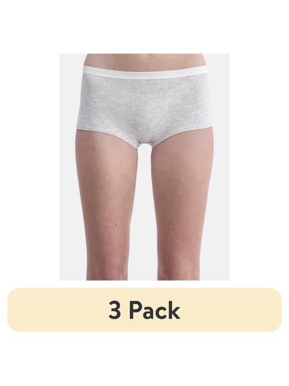 (3 pack) No Boundaries Cotton Boyshort Panty, Women’s and Women’s Plus, Sizes S-XXXL