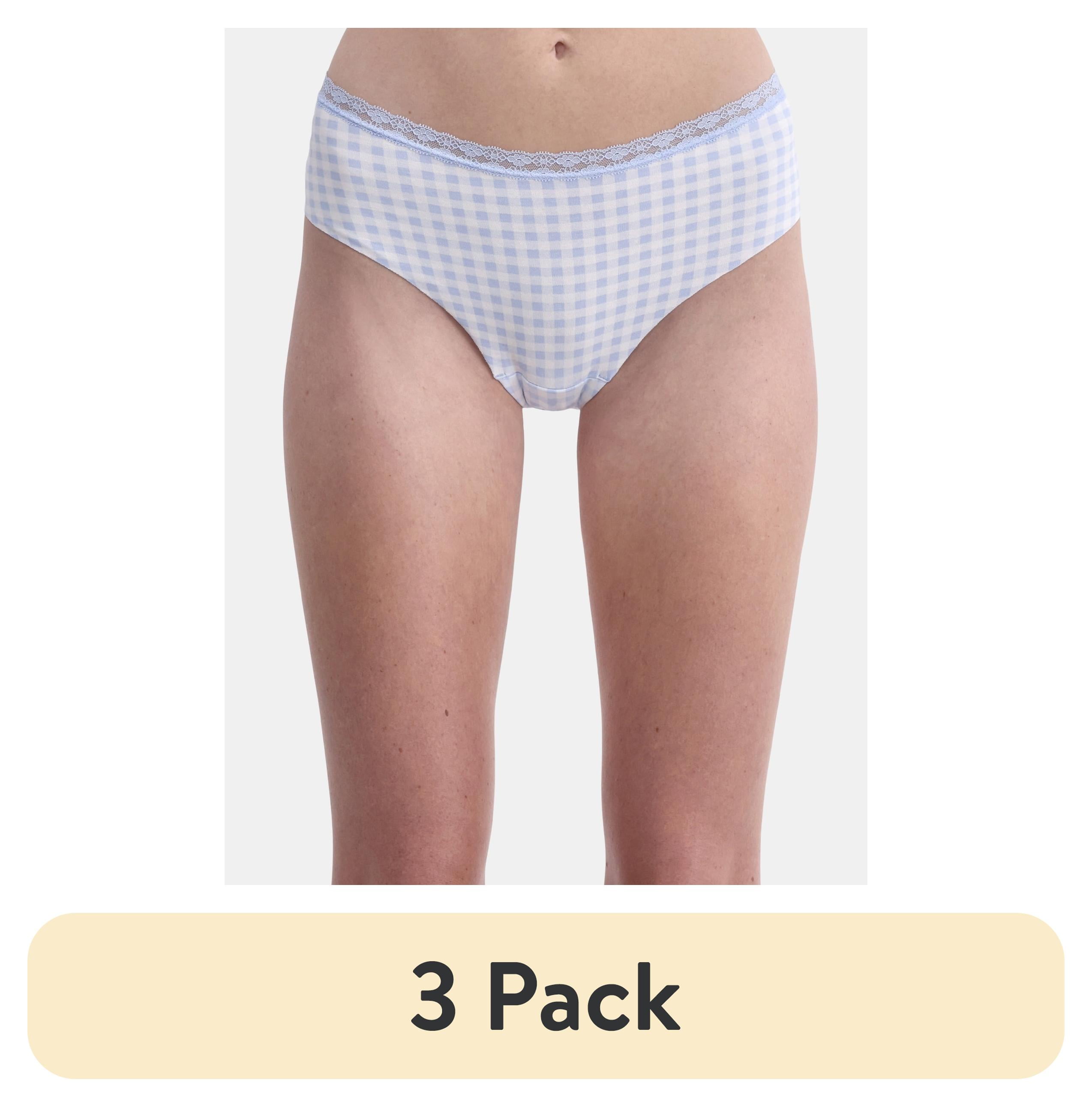 (3 pack) No Boundaries Cotton Hipster Panty with Lace, Women’s and Women’s Plus, Sizes S-XXXL