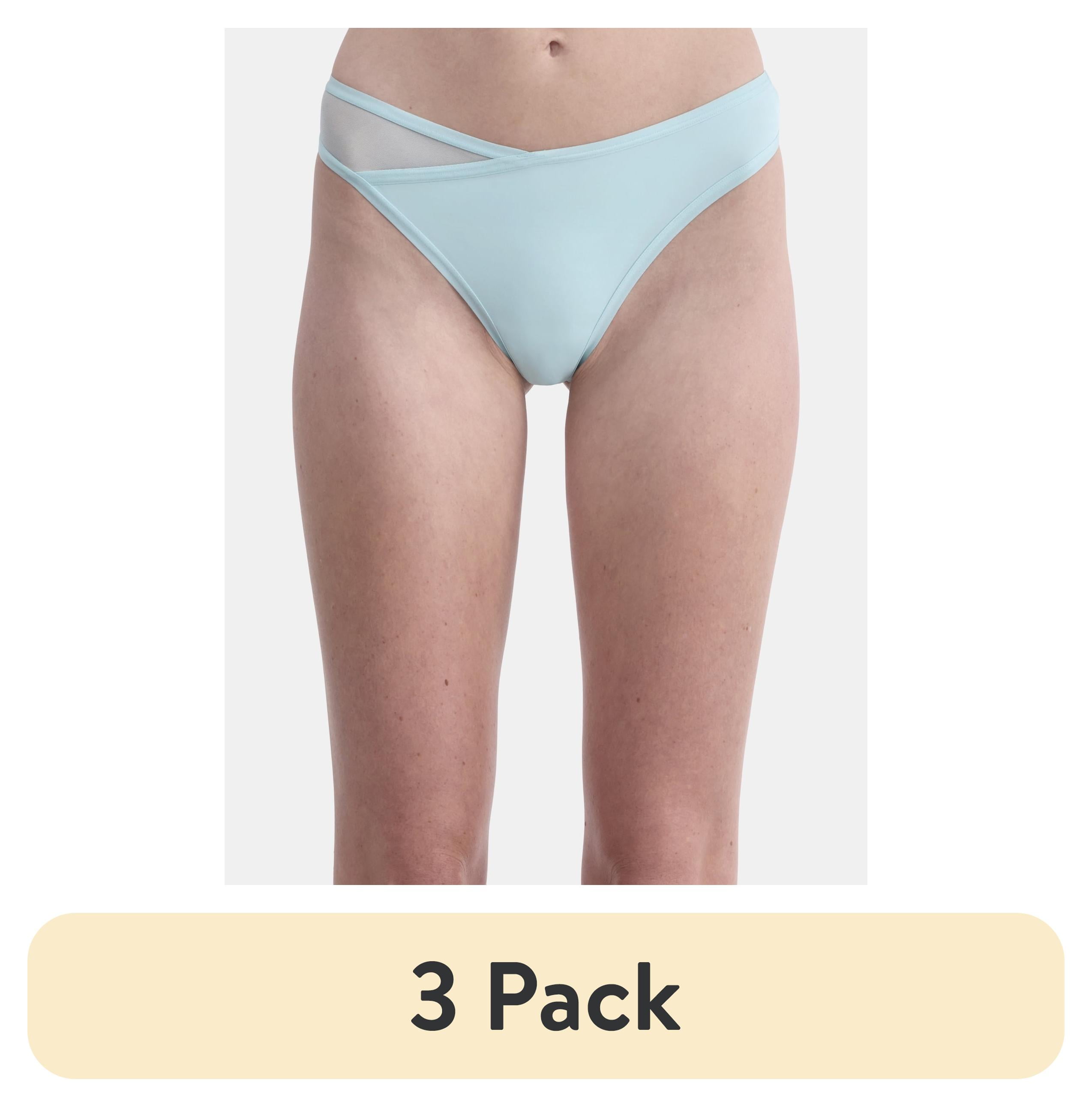 (3 pack) No Boundaries Micro Thong Panty with Mesh, Women’s and Women’s Plus, Sizes XS-XXXL