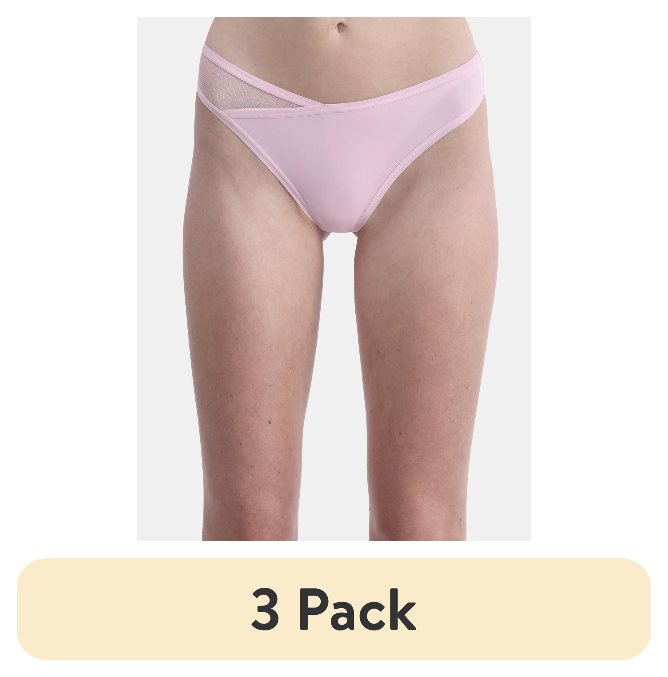 (3 pack) No Boundaries Micro Thong Panty with Mesh, Women’s and Women’s Plus, Sizes XS-XXXL