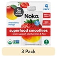 thumbnail image 1 of (3 pack) Noka Organic Superfood Smoothie Pouches, Plant Protein, Strawberry Mango, 4.22oz, 4 Pack, 1 of 10