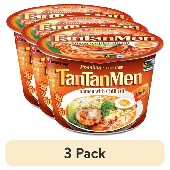 (3 pack) Nongshim Tantanmen Big Bowl Ramen Noodle Soup, 3.56oz X 1, Shelf-Stable