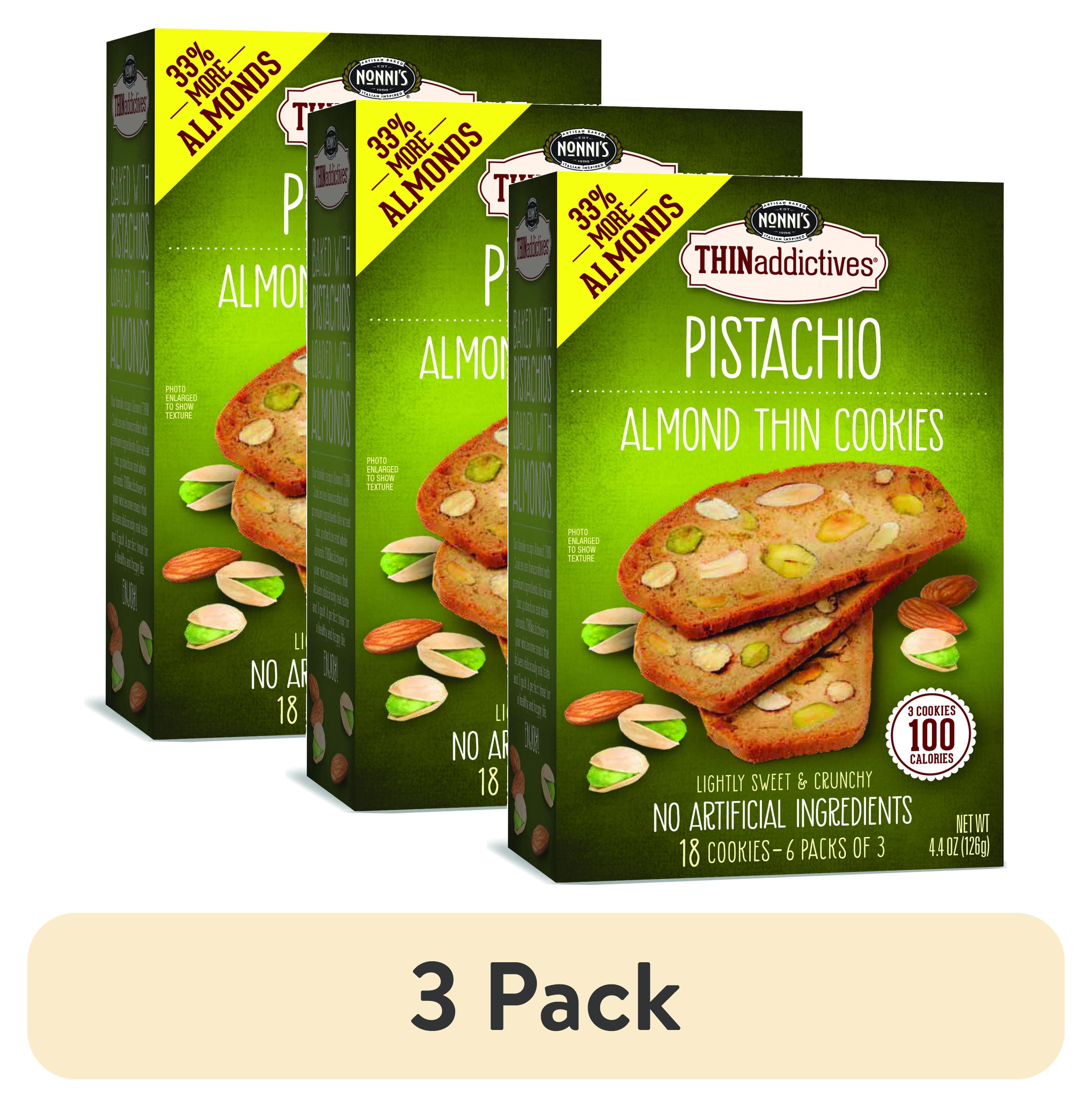 (3 pack) Nonni's THINaddictives Pistachio Almond Thin Cookies, 18 count, 4.4 oz