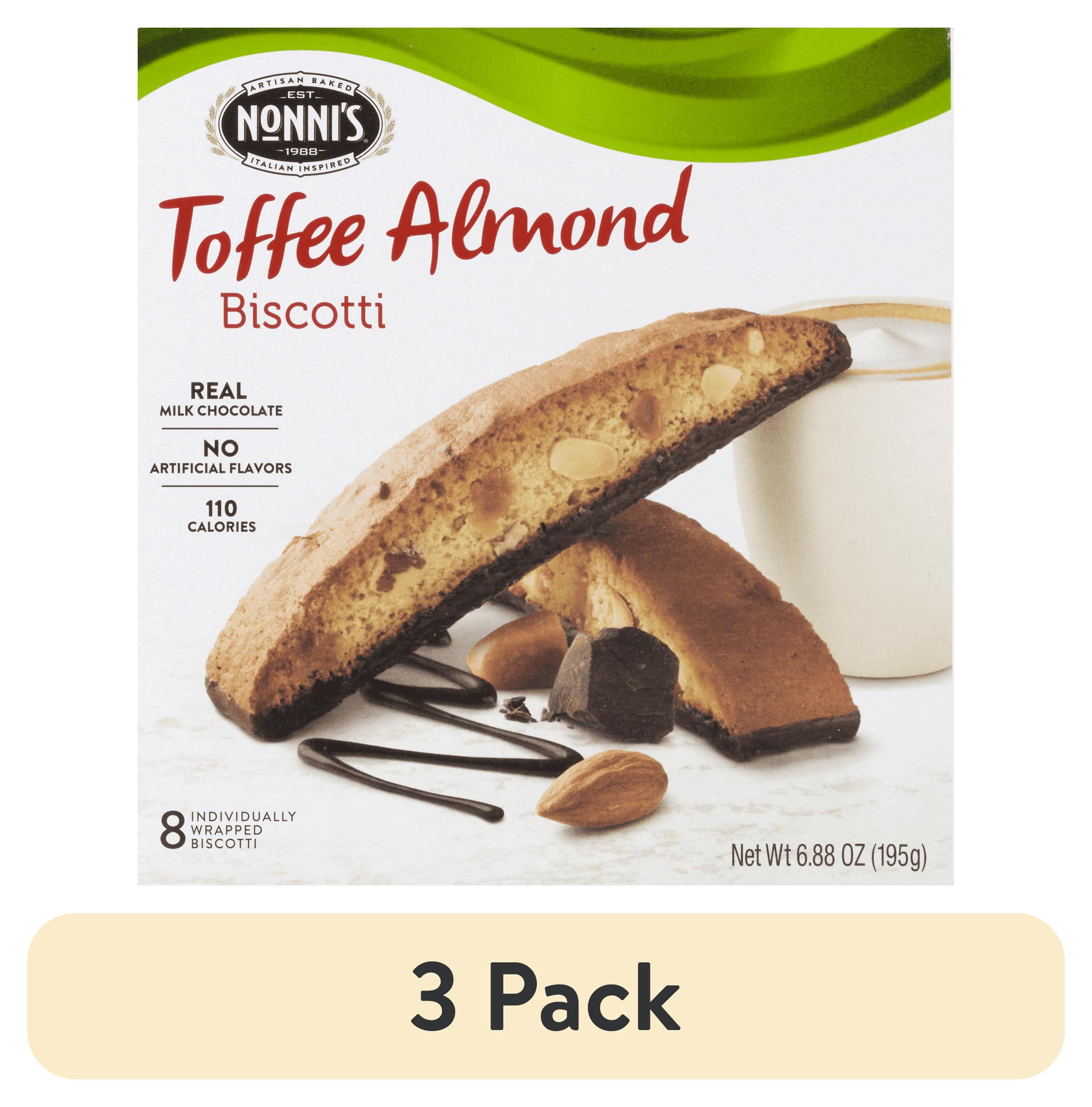 (3 pack) Nonnis Biscotti, Toffee Almond, 8 Count, 6.88 Ounce