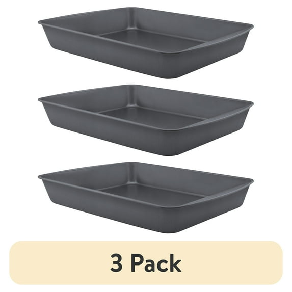 (3 pack) Nonstick Jumbo Roaster, Roasting Pan, 17.2" x 12.7" x 2.7", Gray