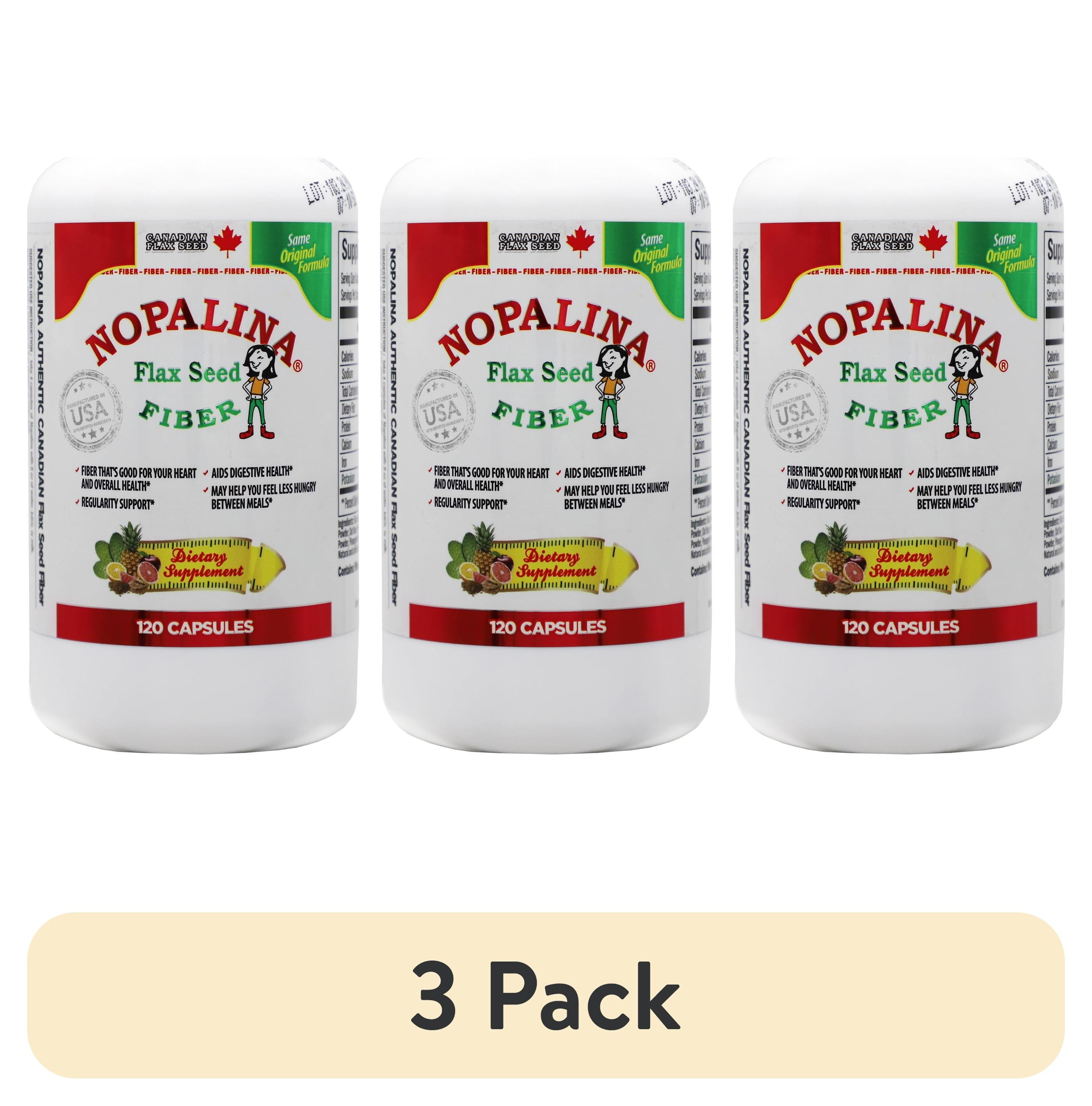 (3 pack) Nopalina Flax Seed Fiber Dietary Supplement with Omega 3, 6, 9, 120 Count