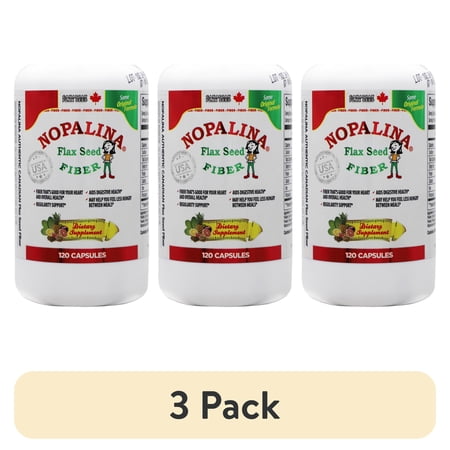 (3 pack) Nopalina Flax Seed Fiber Dietary Supplement with Omega 3, 6, 9, 120 Count