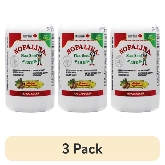 (3 pack) Nopalina Flax Seed Fiber Dietary Supplement with Omega 3, 6, 9, 120 Count