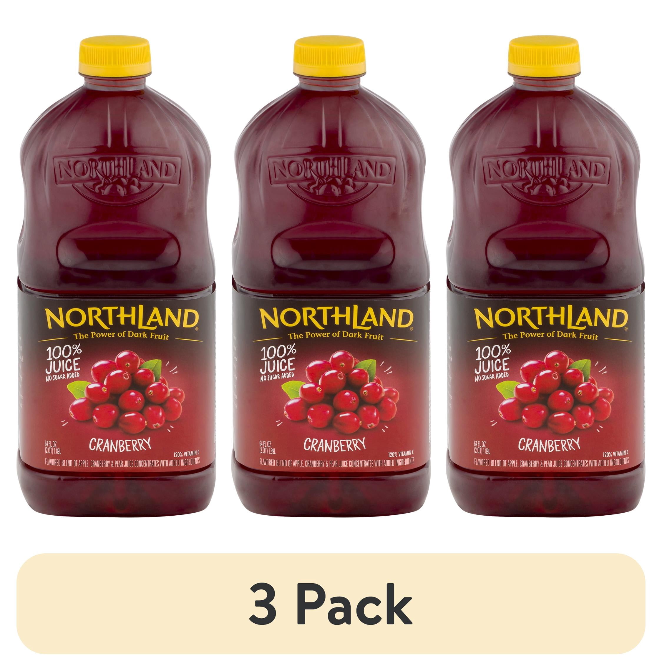 (3 pack) Northland 100% Cranberry Juice, 64 Fl. Oz.