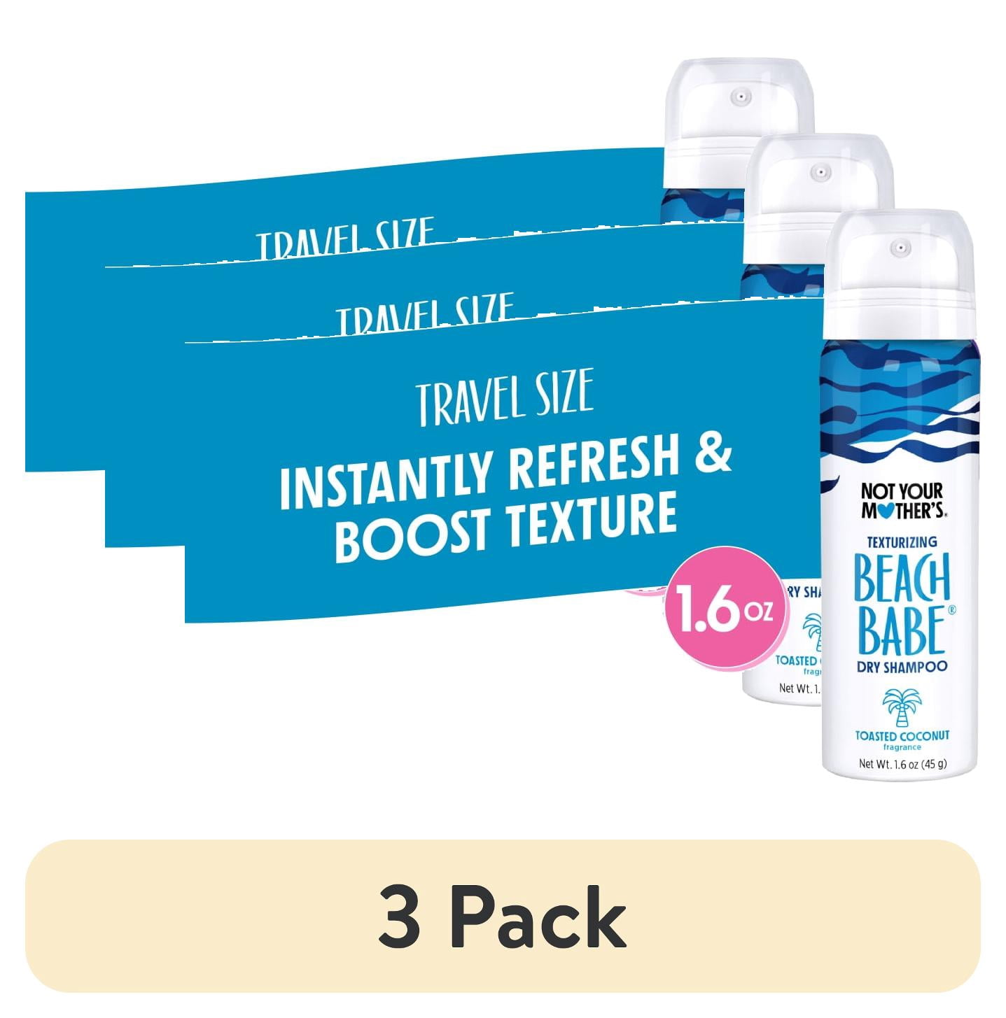 (3 pack) Not Your Mother's Beach Babe Texturizing Dry Shampoo, Travel Size, 1.6 oz