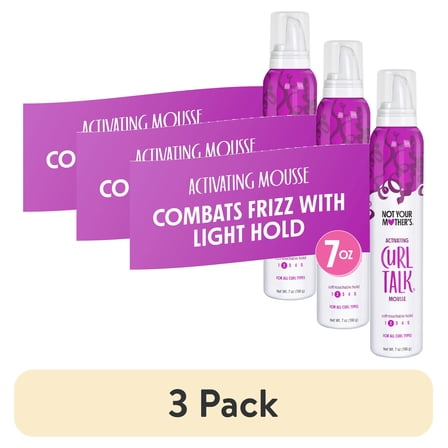 (3 pack) Not Your Mother's Curl Talk Curl Activating Hair Mousse for Lightweight Hold, 7 oz