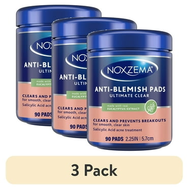 (3 pack) Noxzema Ultimate Clear Anti-Blemish Pads, 2% Salicylic Acid, Acne Treatment Face Pads, 90ct
