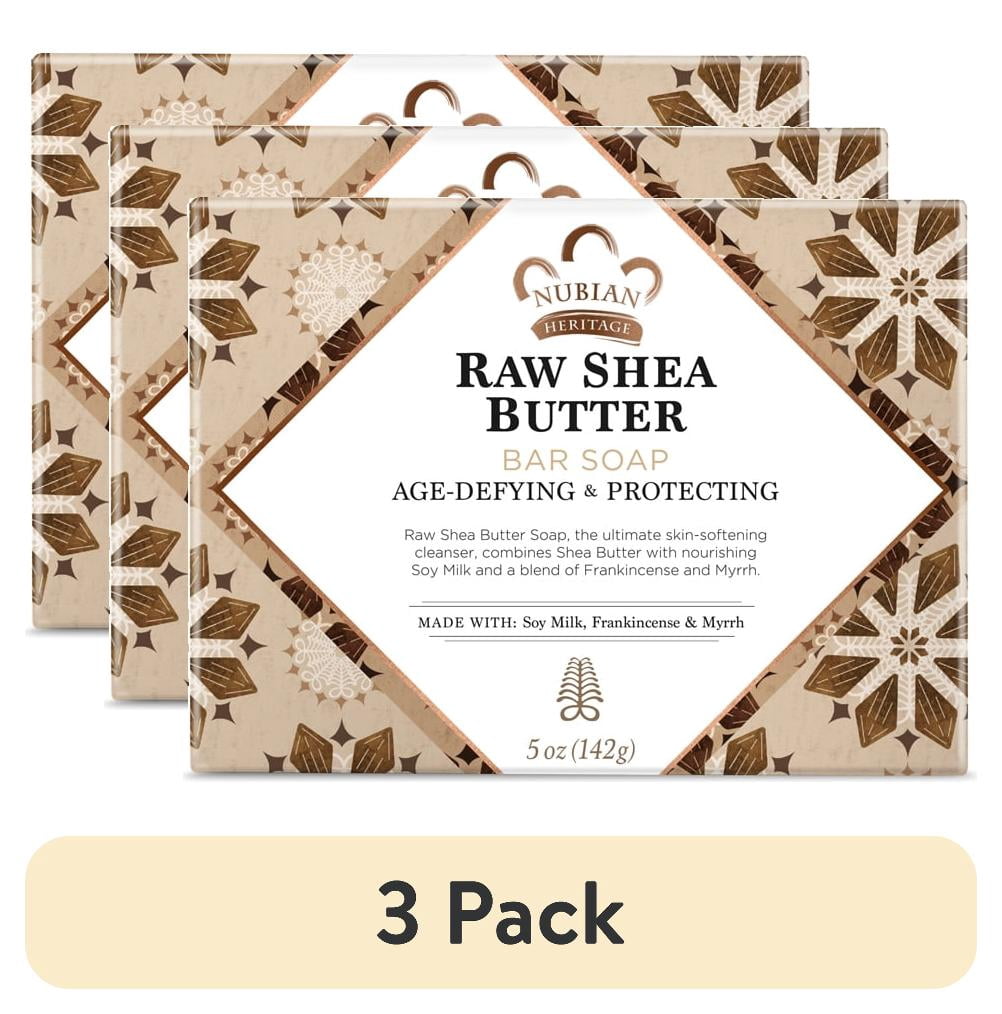 (3 pack) Nubian Heritage Bar Soap for Dry Hands Raw Shea Butter Cruelty Free Skin Care, 5 oz
