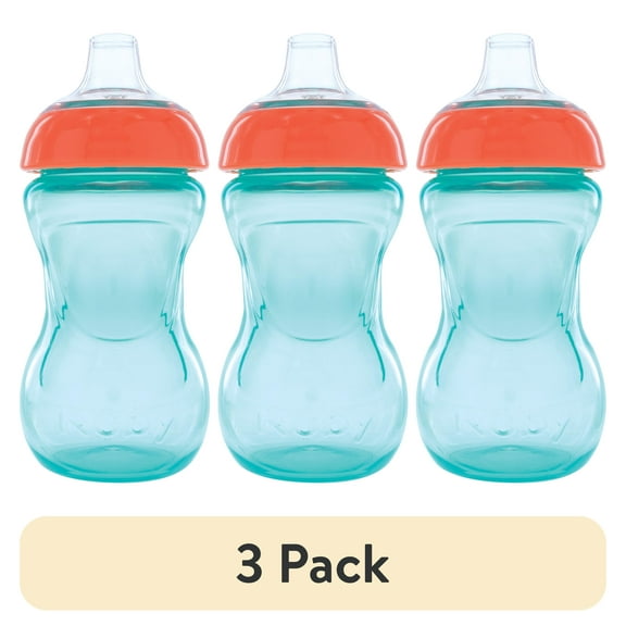 (3 pack) Nuby No-Spill Mini Gripper Soft Spout Sippy Cup, 6 fl oz, 2 Pack
