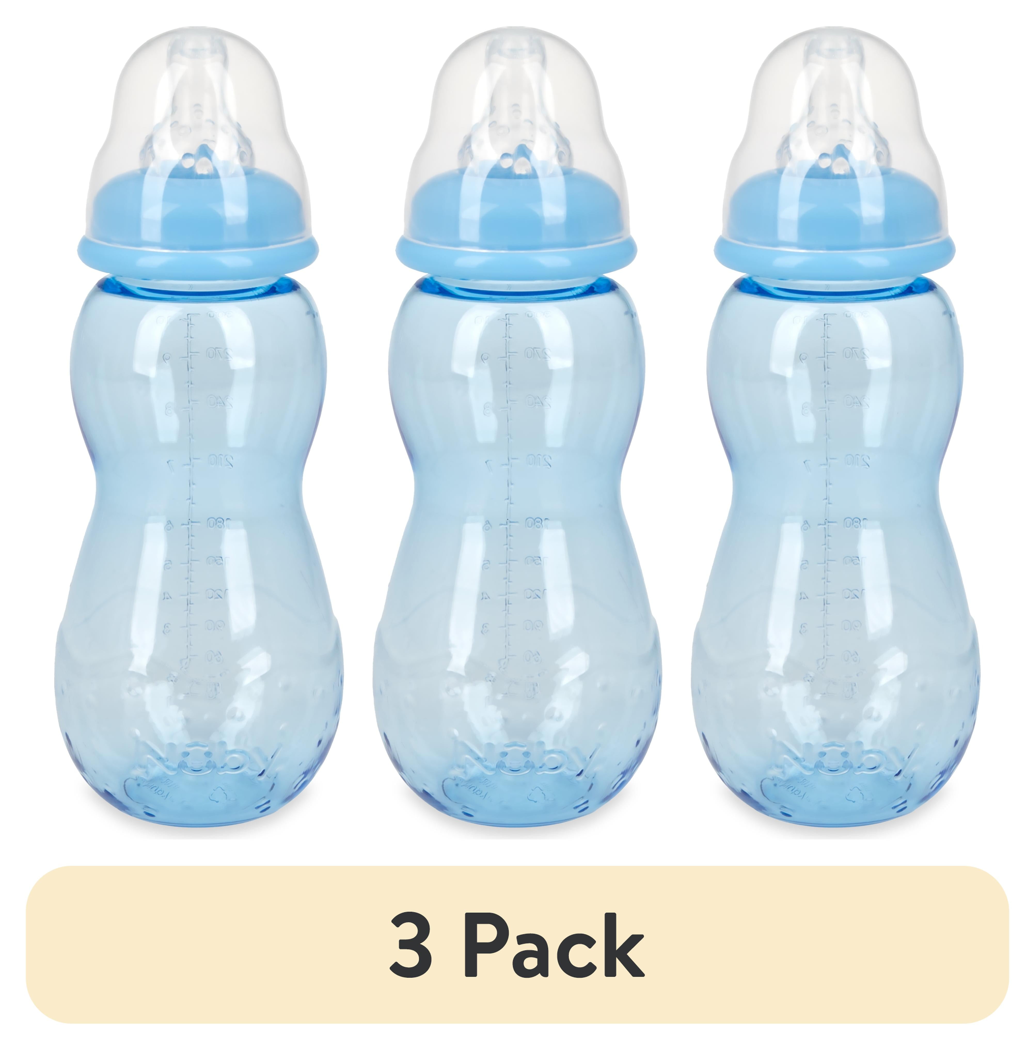 (3 pack) Nuby Non-Drip Standard Neck Baby Bottle, 10 fl oz, 3 Count Multicolor Bottles