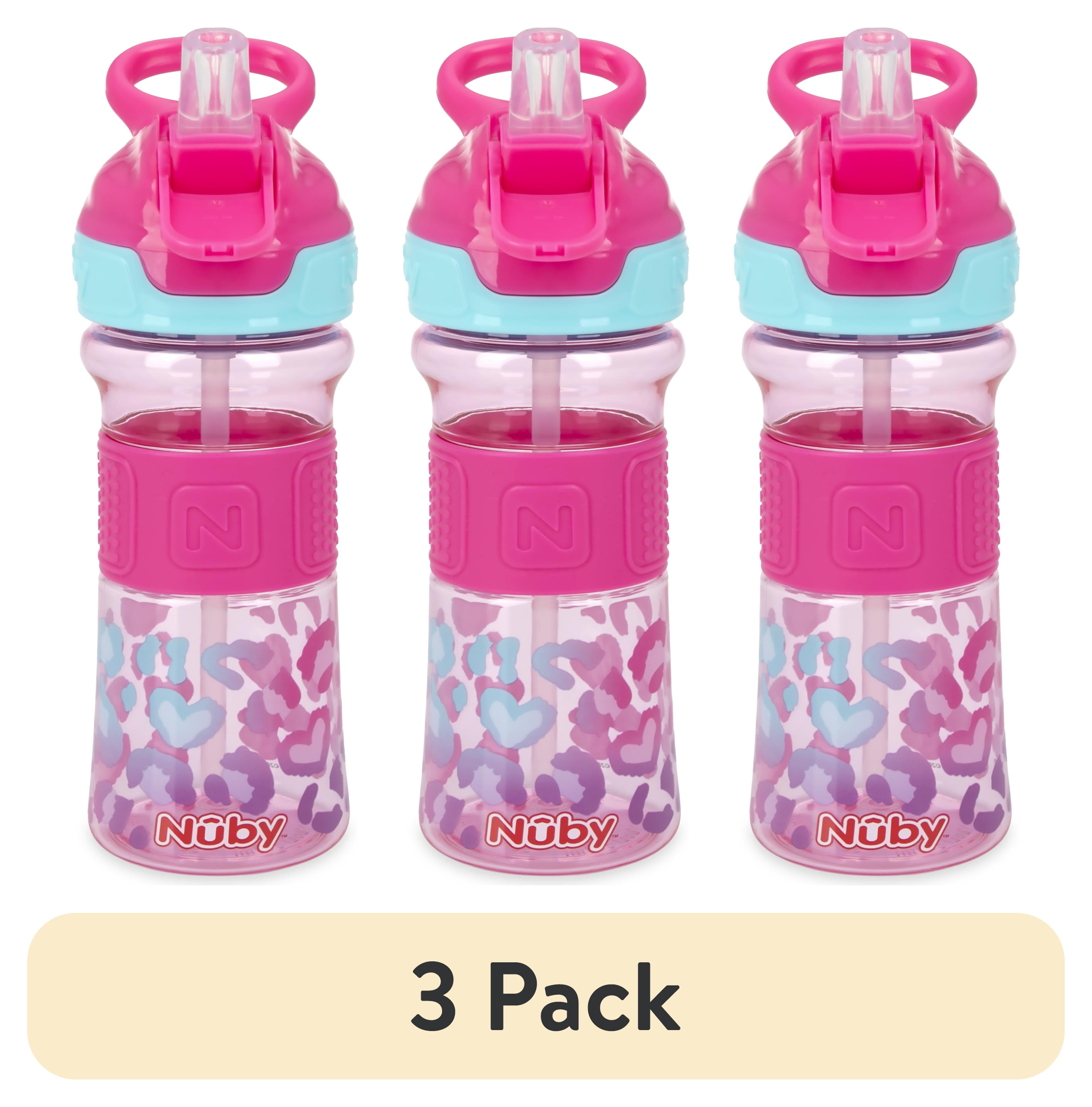 (3 pack) Nuby Thirsty Kids Flip-It Reflex Water Straw Cup, 12 fl oz
