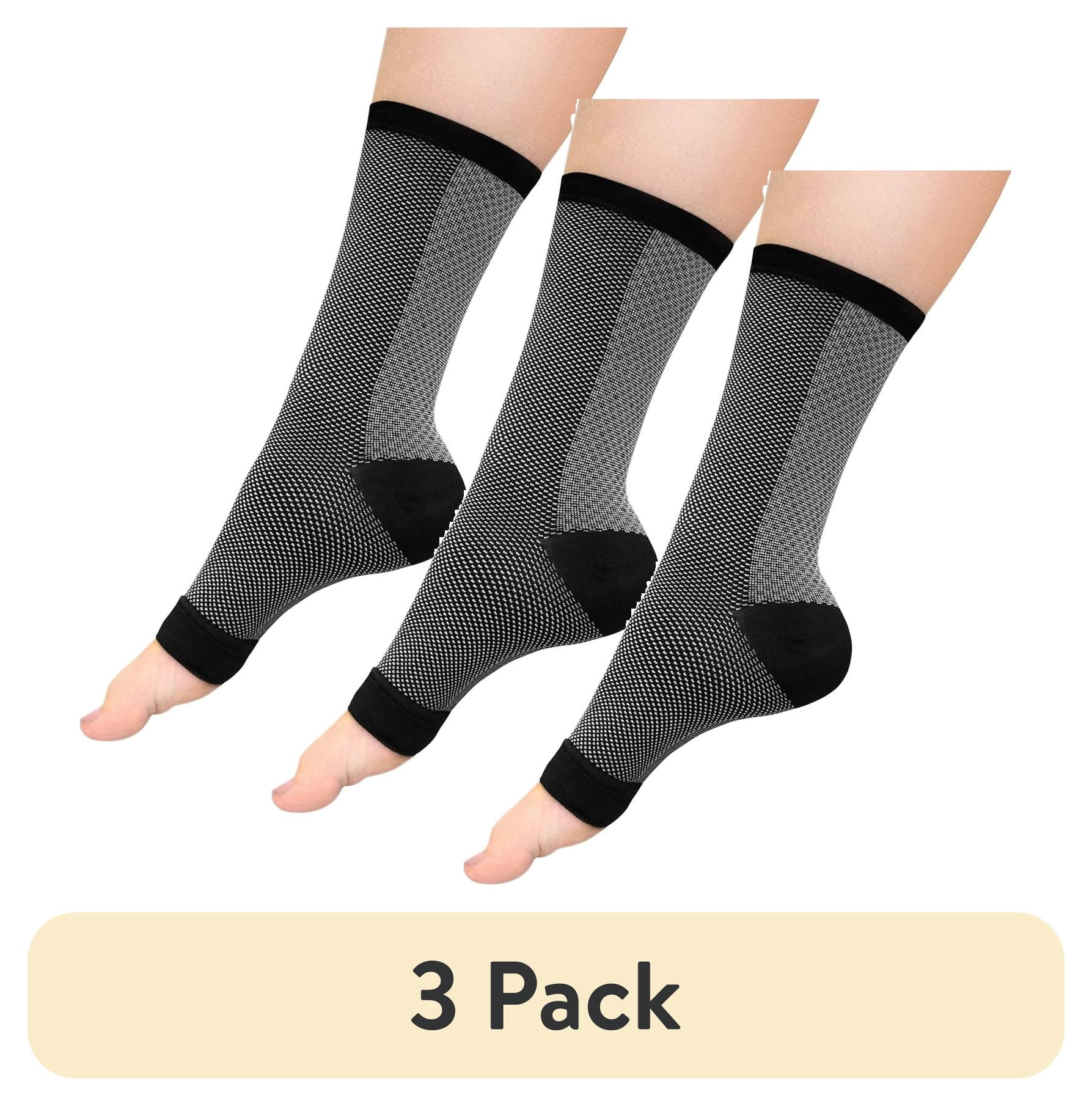 3 pack) Nufabrx Pain Relieving Ankle Compression Sleeve for Men