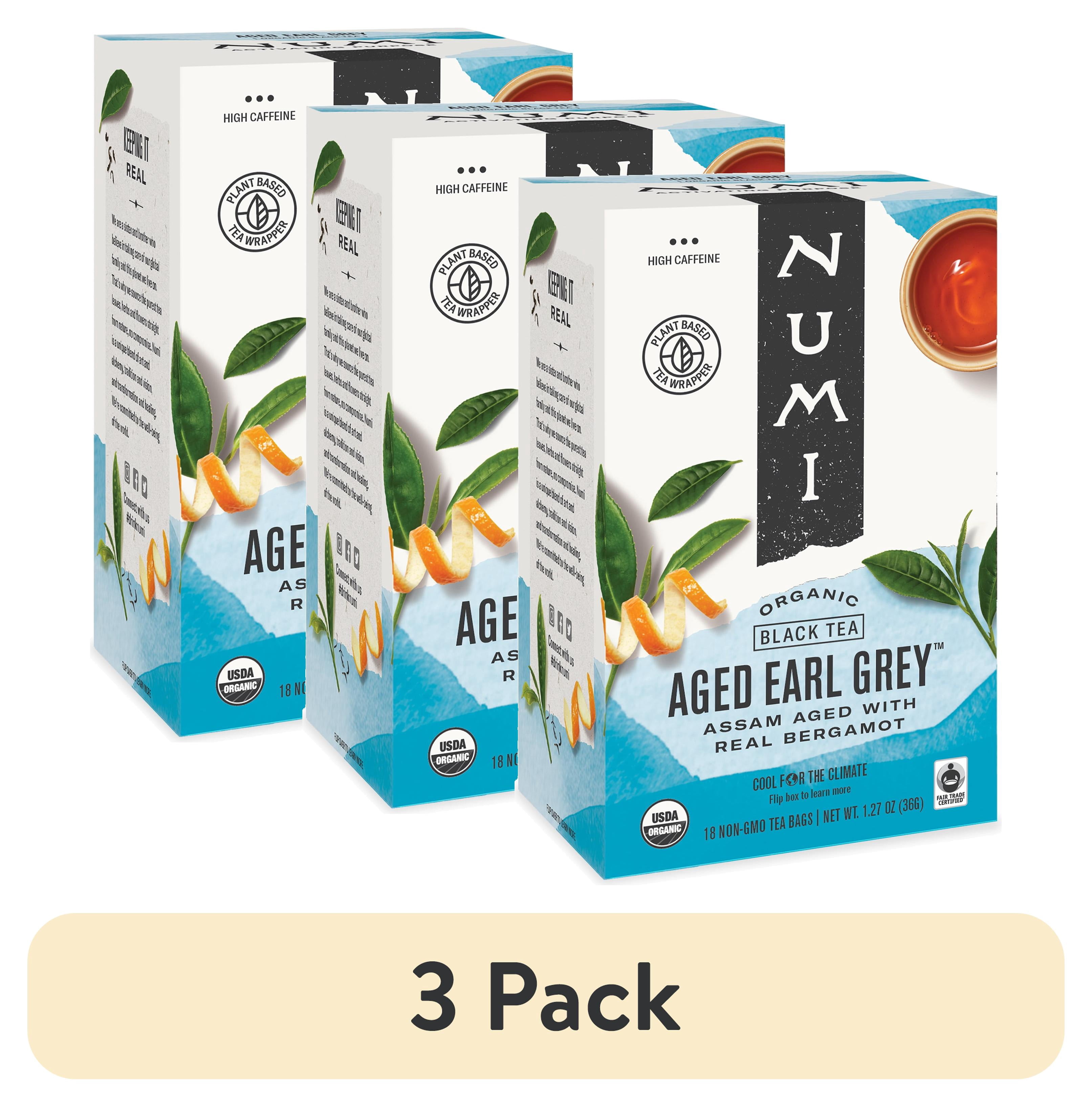 (3 pack) Numi Organic Earl Grey Black Tea, 18 Count Microplastic Free Tea Bags
