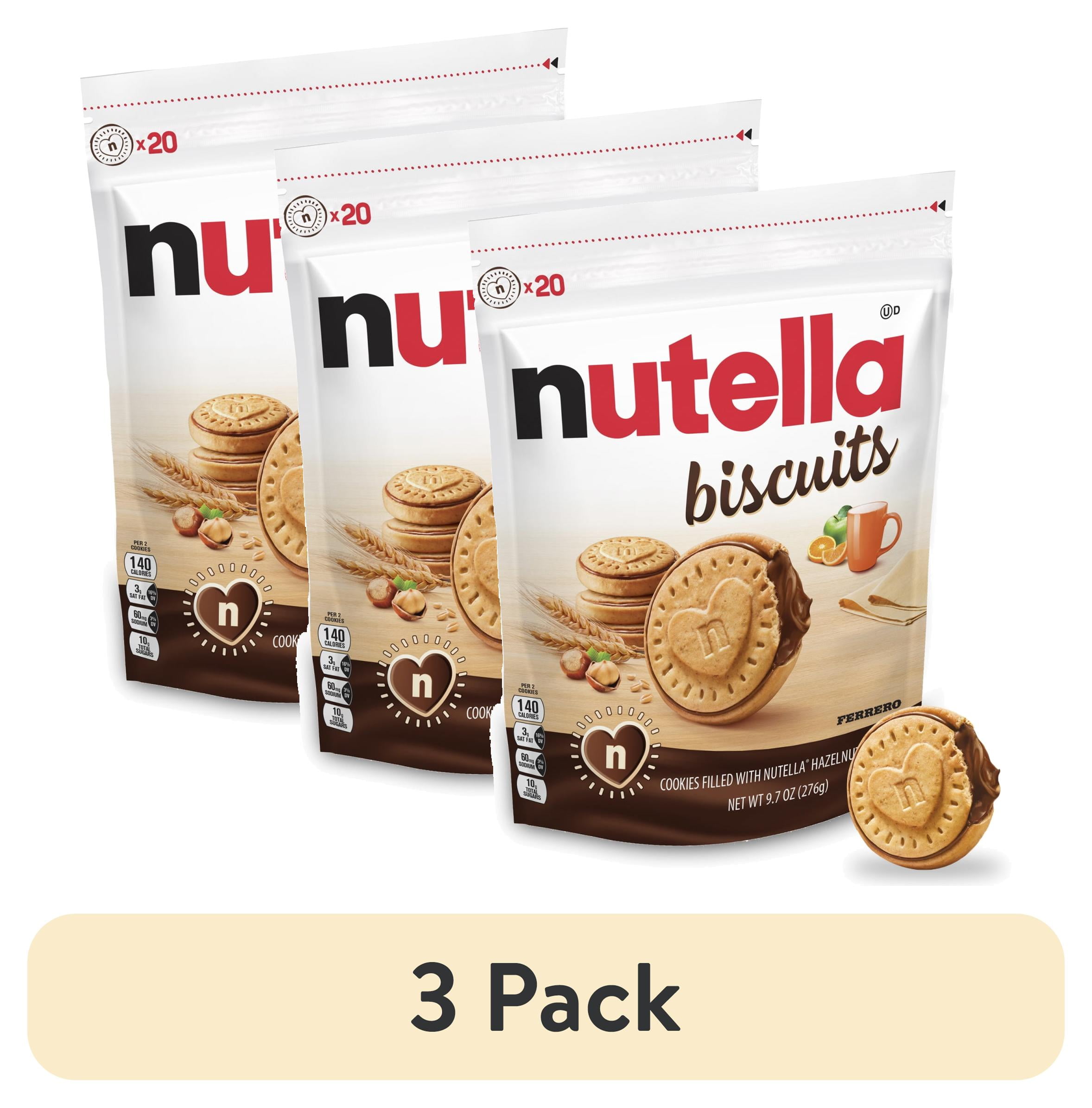 (3 pack) Nutella Biscuits Cookies Filled with Nutella Hazelnut Spread, Sweet Snack Pack, 9.7 oz