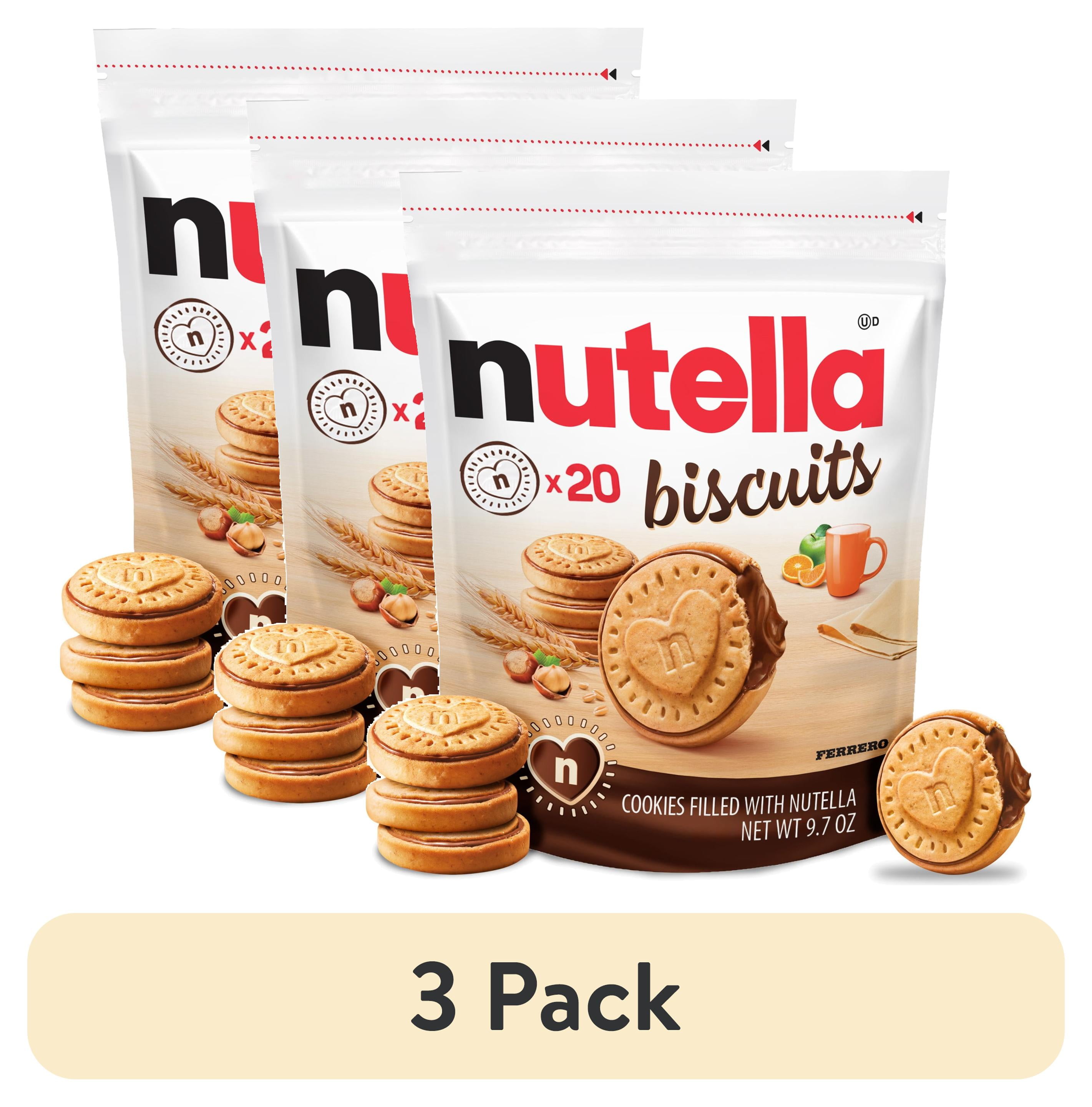 (3 pack) Nutella Biscuits, 20 Count Cookies, Hazelnut Spread with Cocoa, Kids Snacks, 9.7 oz