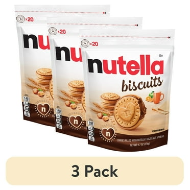 (3 pack) Nutella Biscuits, 20 Count Cookies, Hazelnut Spread with Cocoa, Kids Snacks, 9.7 oz