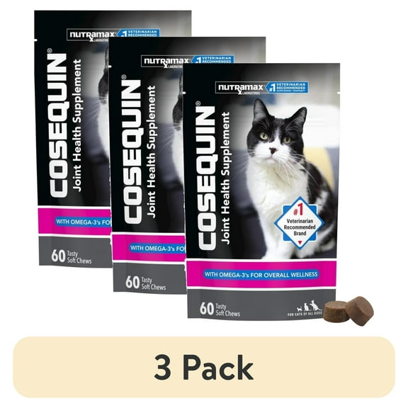 (3 pack) Nutramax Cosequin for Cats Joint Health Supplement, Soft Chews, 60 Count