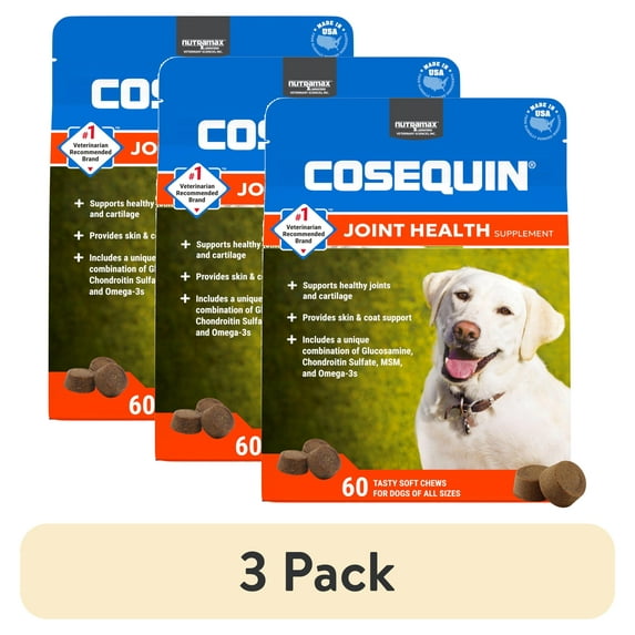 (3 pack) Nutramax Cosequin for Dogs Joint Health Supplement, Soft Chews, 60 Count
