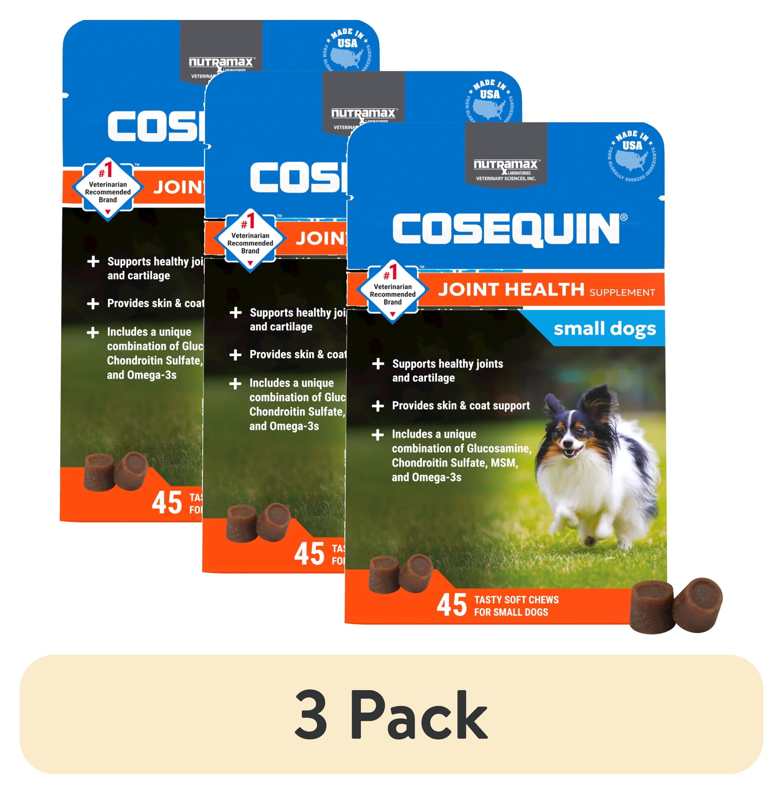(3 pack) Nutramax Cosequin for Small Dogs, Joint Health Supplement, Soft Chews, 45 Count