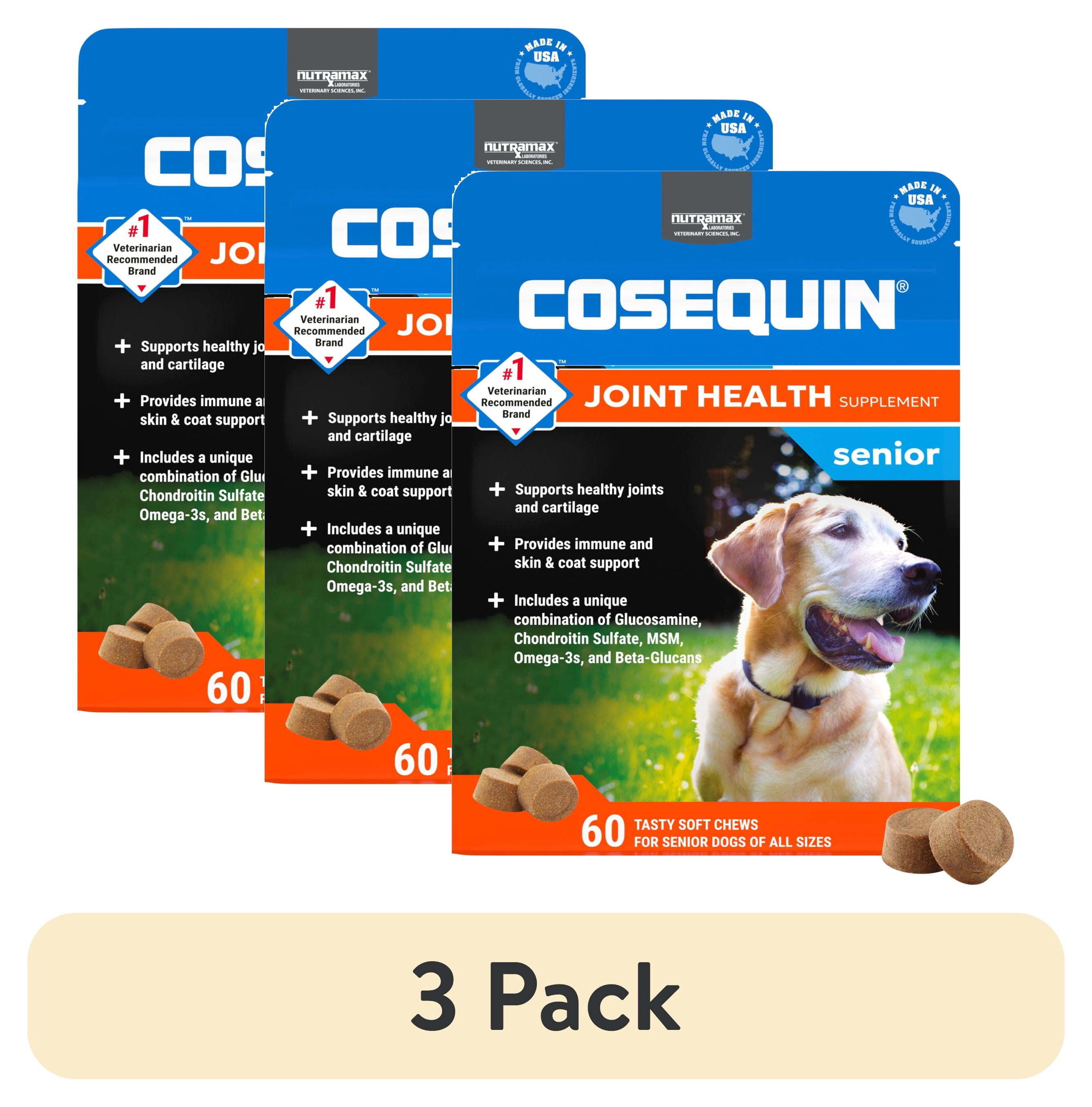 (3 pack) Nutramax Cosequin for Senior Dogs Joint Health Supplement, Soft Chews, 60 Count