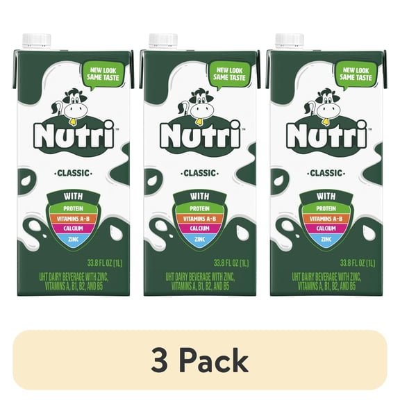 (3 pack) Nutri UHT Milk, Shelf-Stable, 33.8 fl oz