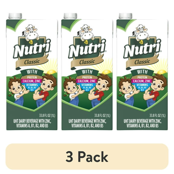 (3 pack) Nutri UHT Shelf-Stable Milk, Unflavored, 33.8 oz