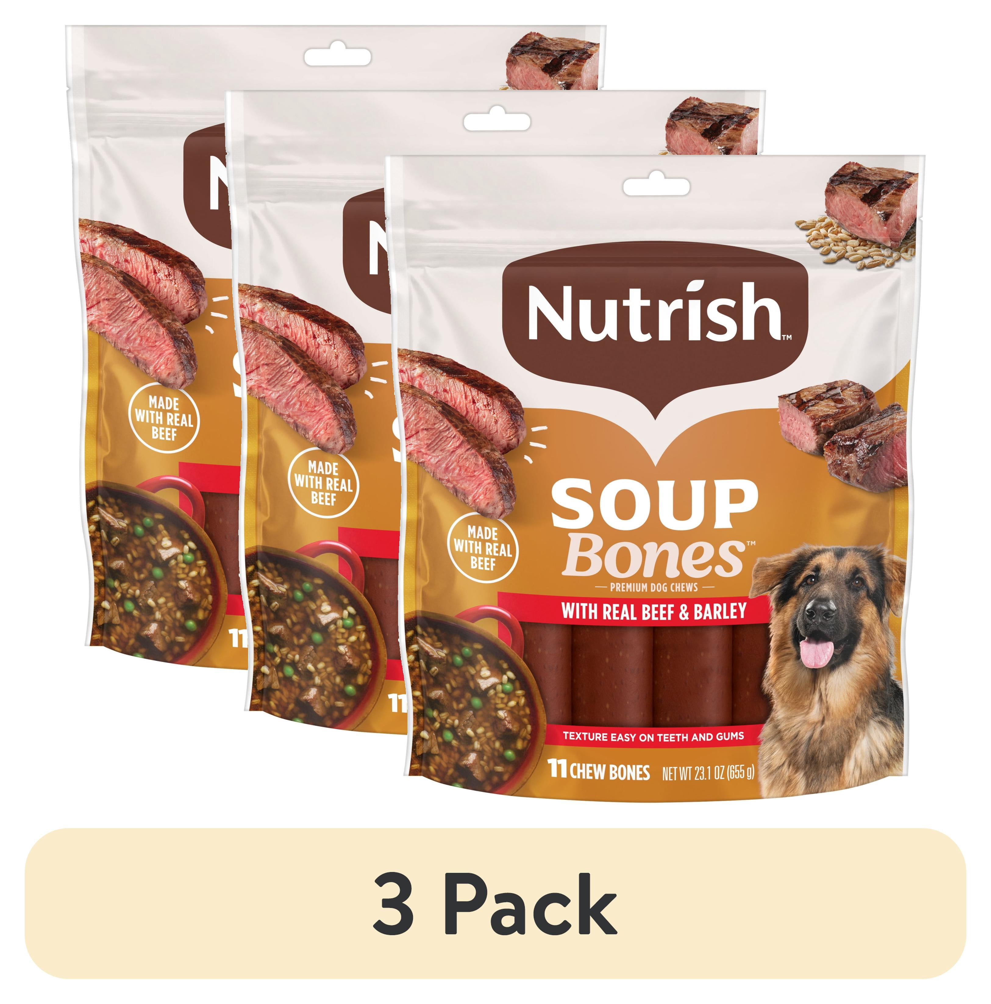 (3 pack) Rachael Ray Nutrish Soup Bones Premium Dog Chews, Real Beef & Barley, 11 Chews
