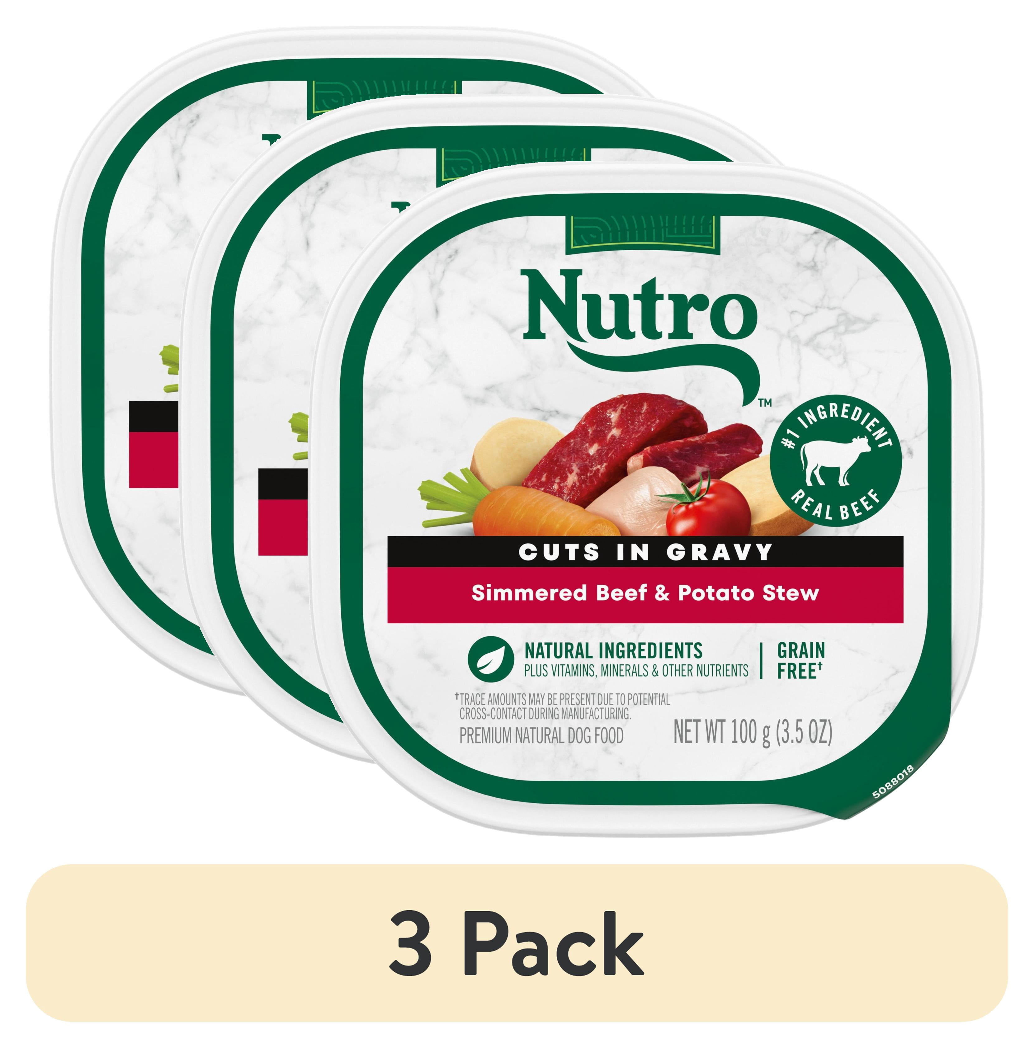 (3 pack) Nutro Cuts In Gravy Simmered Beef & Potato Stew Wet Dog Food For Adult Dog, 3.5 Oz Tray