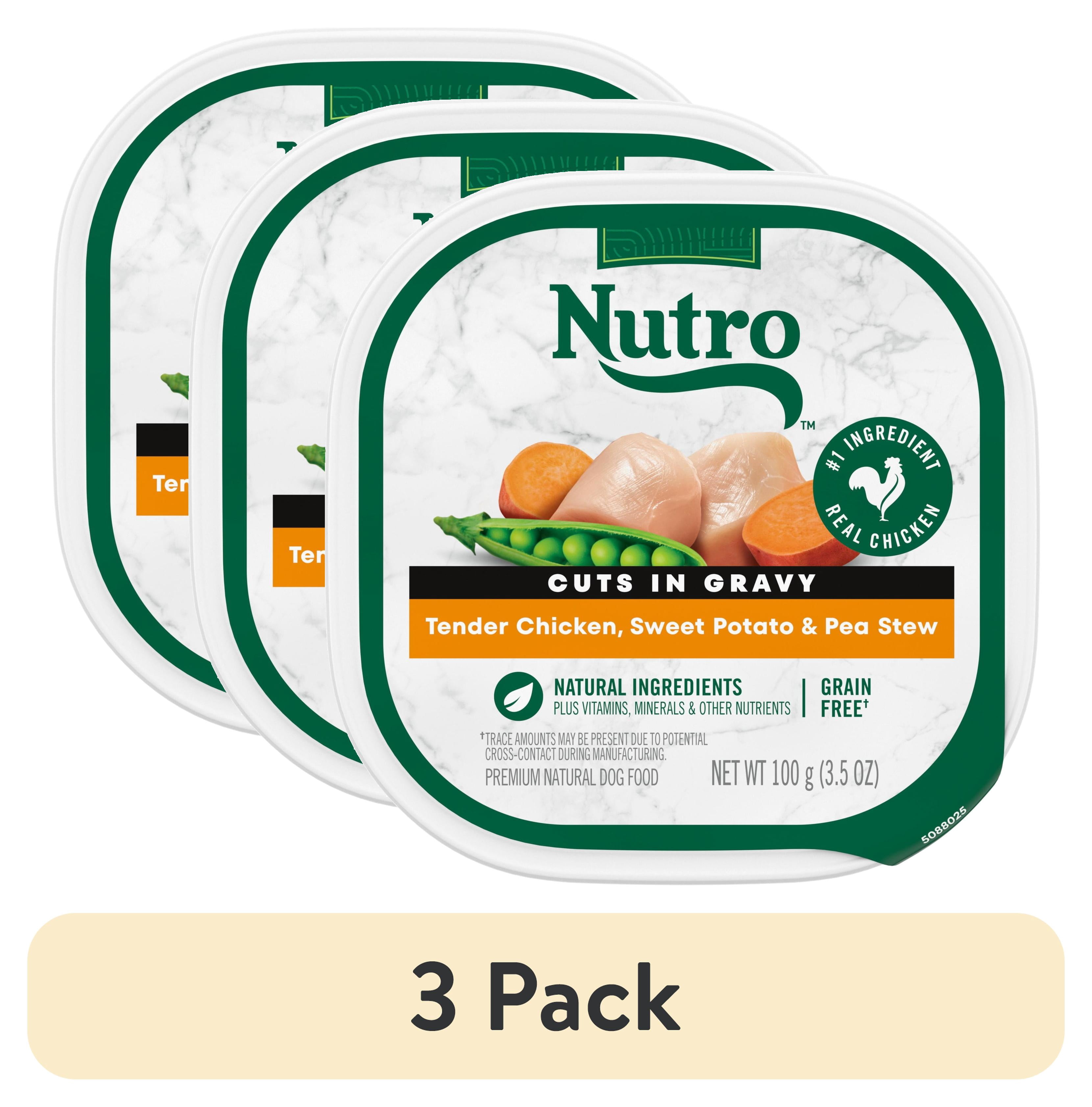 (3 pack) Nutro Cuts In Gravy Tender Chicken, Sweet Potato & Pea Stew Natural Wet Dog Food, 3.5 Oz Tray