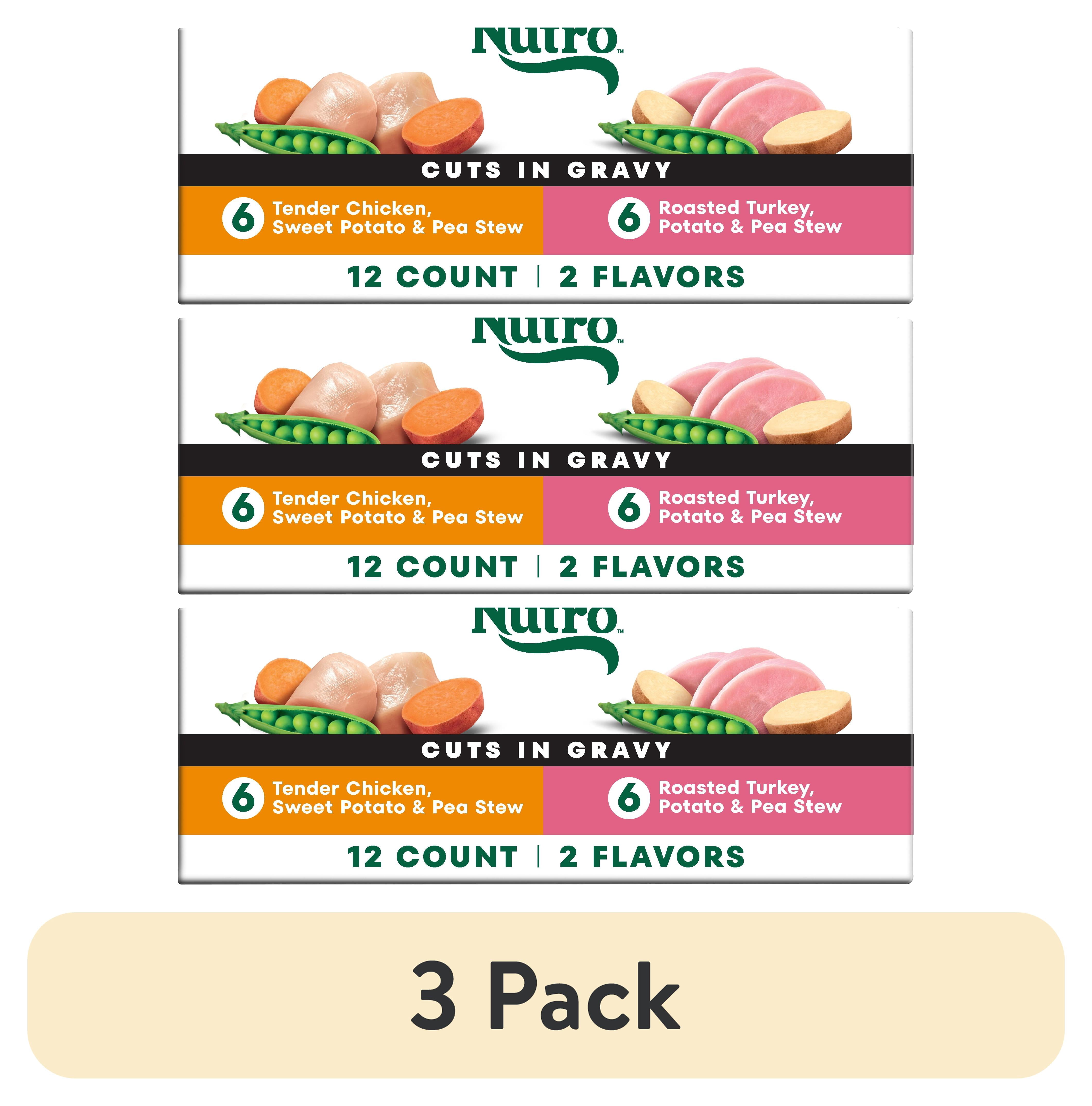 (3 pack) Nutro Natural Choice Cuts In Gravy Chicken Turkey Variety Pack Wet Dog Food, 3.5 Oz Tray Pack Of 12